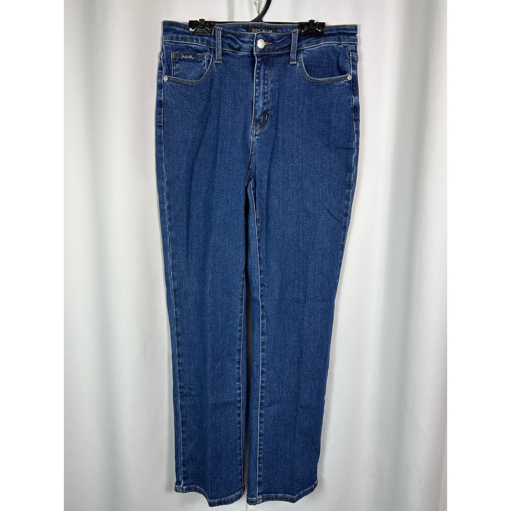 Judy Blue Blue Solid Straight Leg Jeans High Rise Classic Denim 11/30